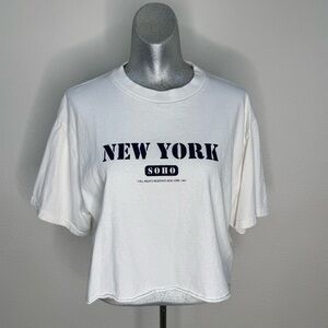 Brandy Melville White New York Crop Top
